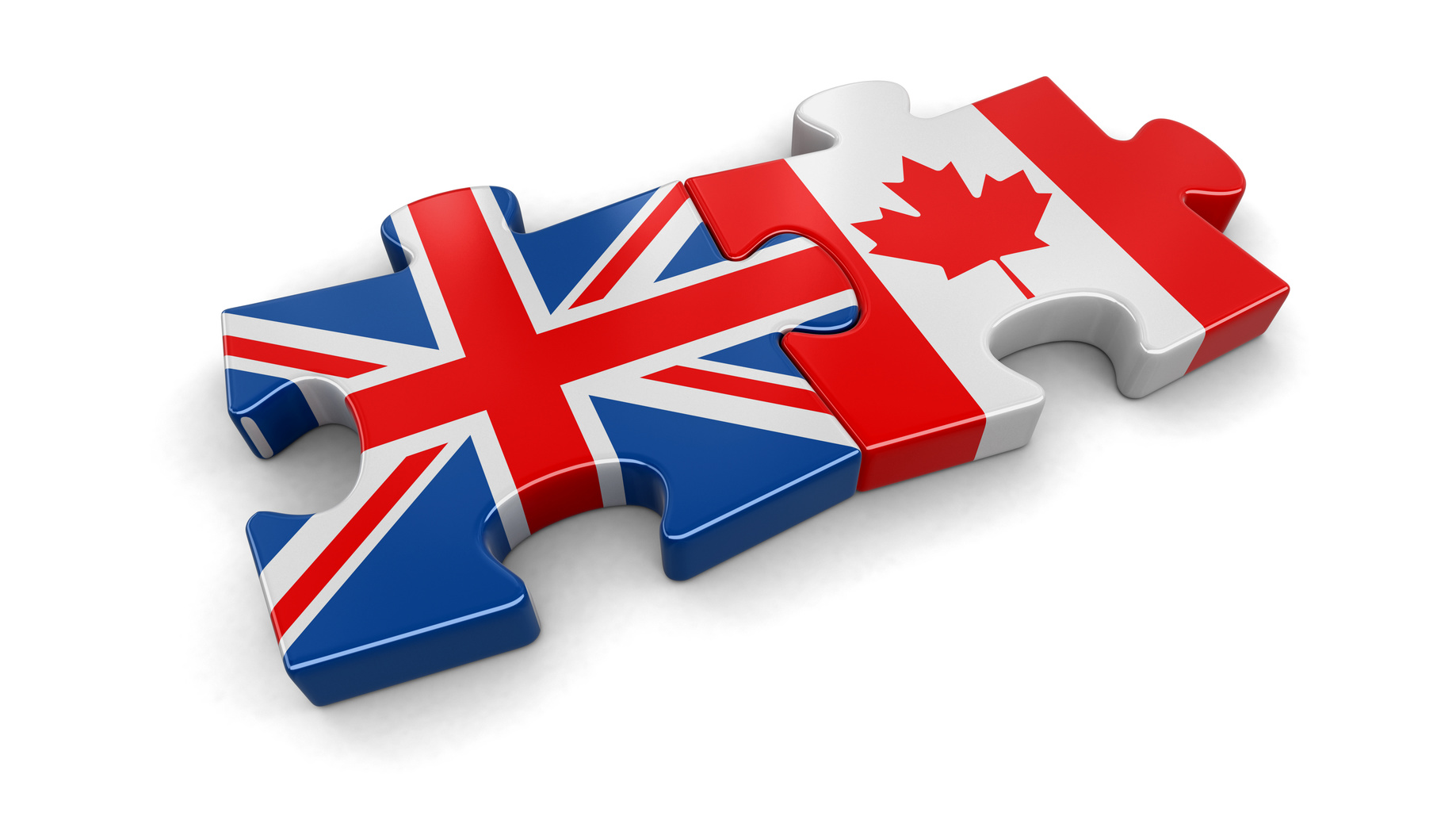 UK and Canadian puzzle from flags. Image with clipping path