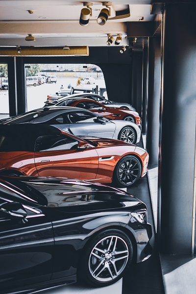 Cars in showroom