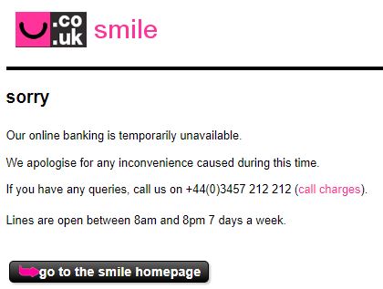 Smile downtime message