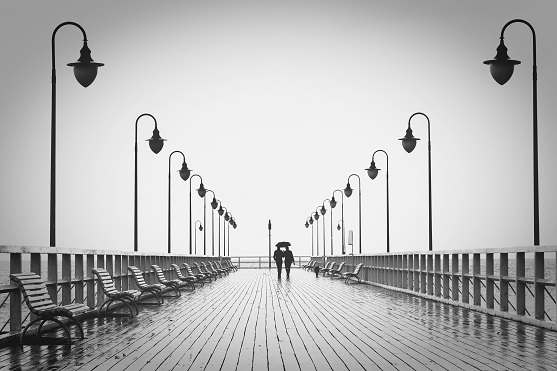 Couple walking on deck